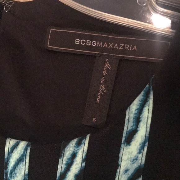 Bcbg black dress with vertical turquoise stripes - Picture 4 of 8